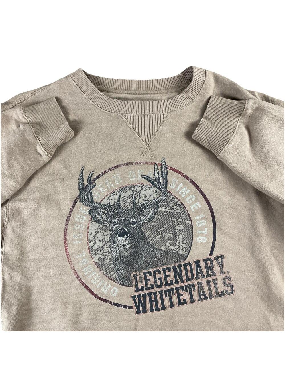 RARE Y2K Legendary Whitetails Crewneck Sweatshirt Graphic Print Sweater Beige L